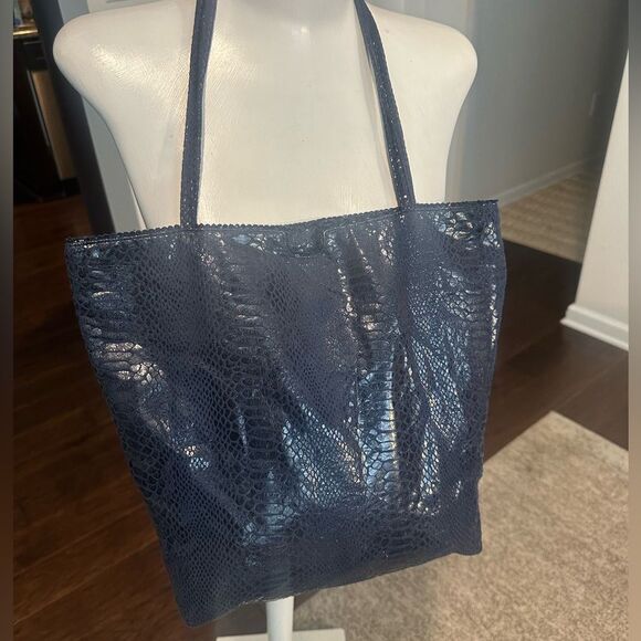 Carlos Falchi Tote - Python Microfiber (Navy Blue) - Picture 2 of 11